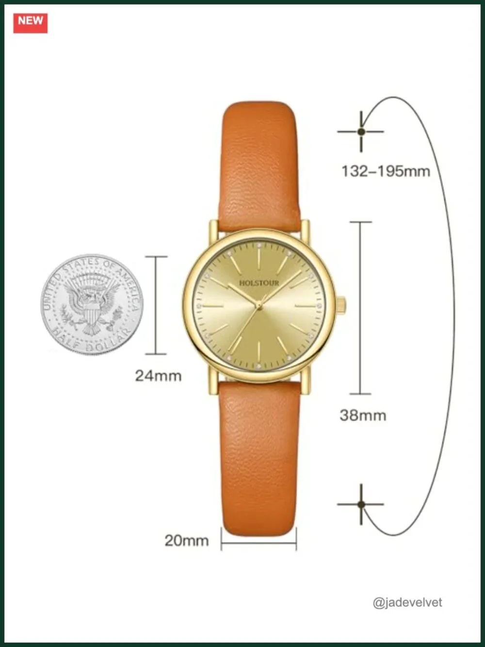 Women's Round Analog Quartz Watch Crystal Accent Leather Band